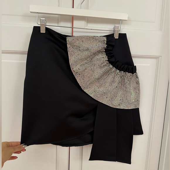 Delfi Collective Black Satin and Crystal Benny Skirt - Picture 10 of 13